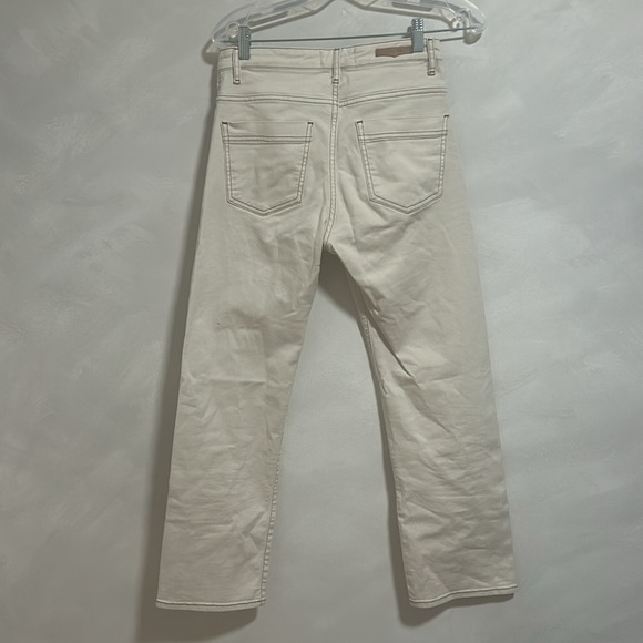 Sessun Marino high rise jean size 36 small white ecru brown contrast stitching - Picture 7 of 10